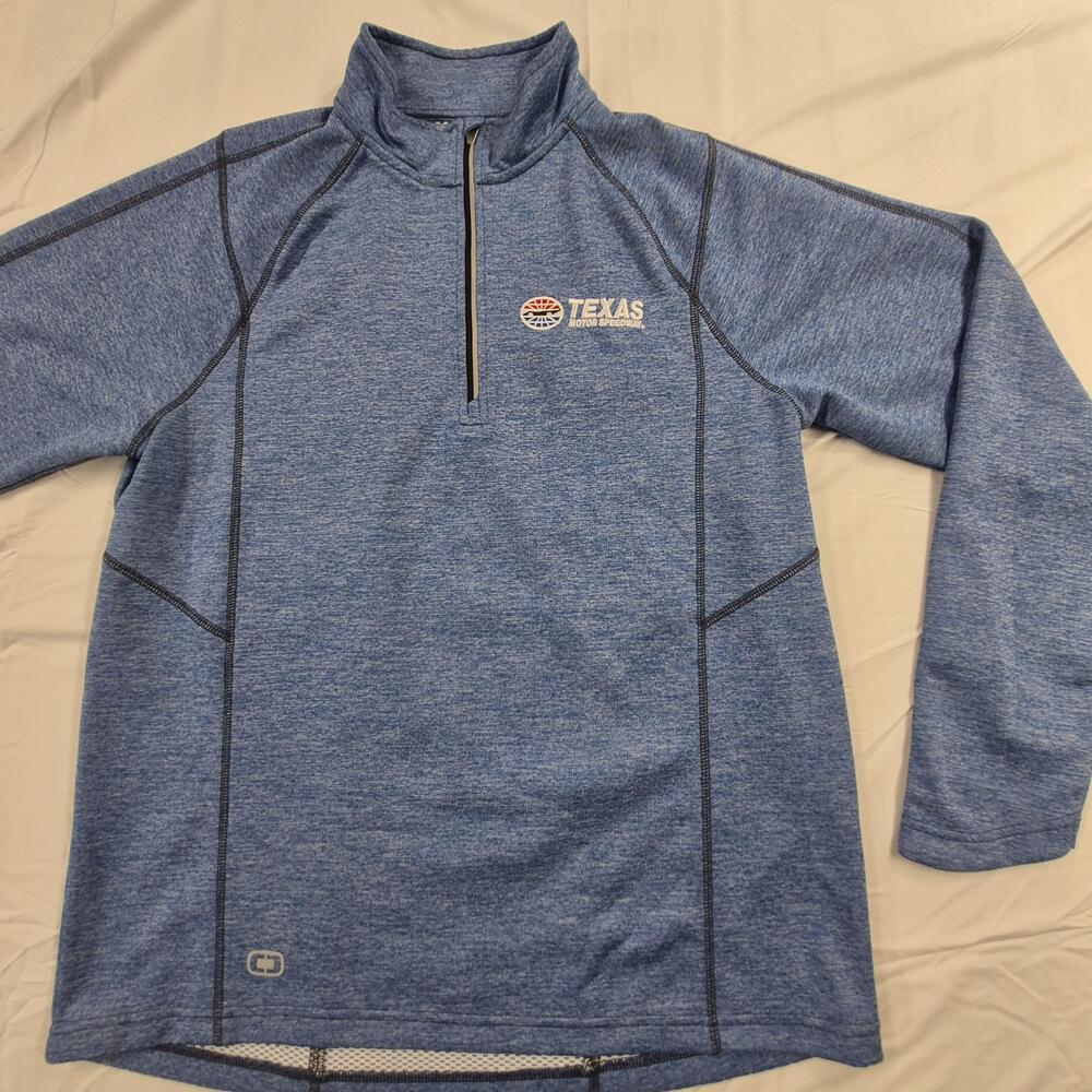 Texas Motor Speedway Sweatshirt Mens Large Blue NASCAR Racing Quarter Zip Ogio